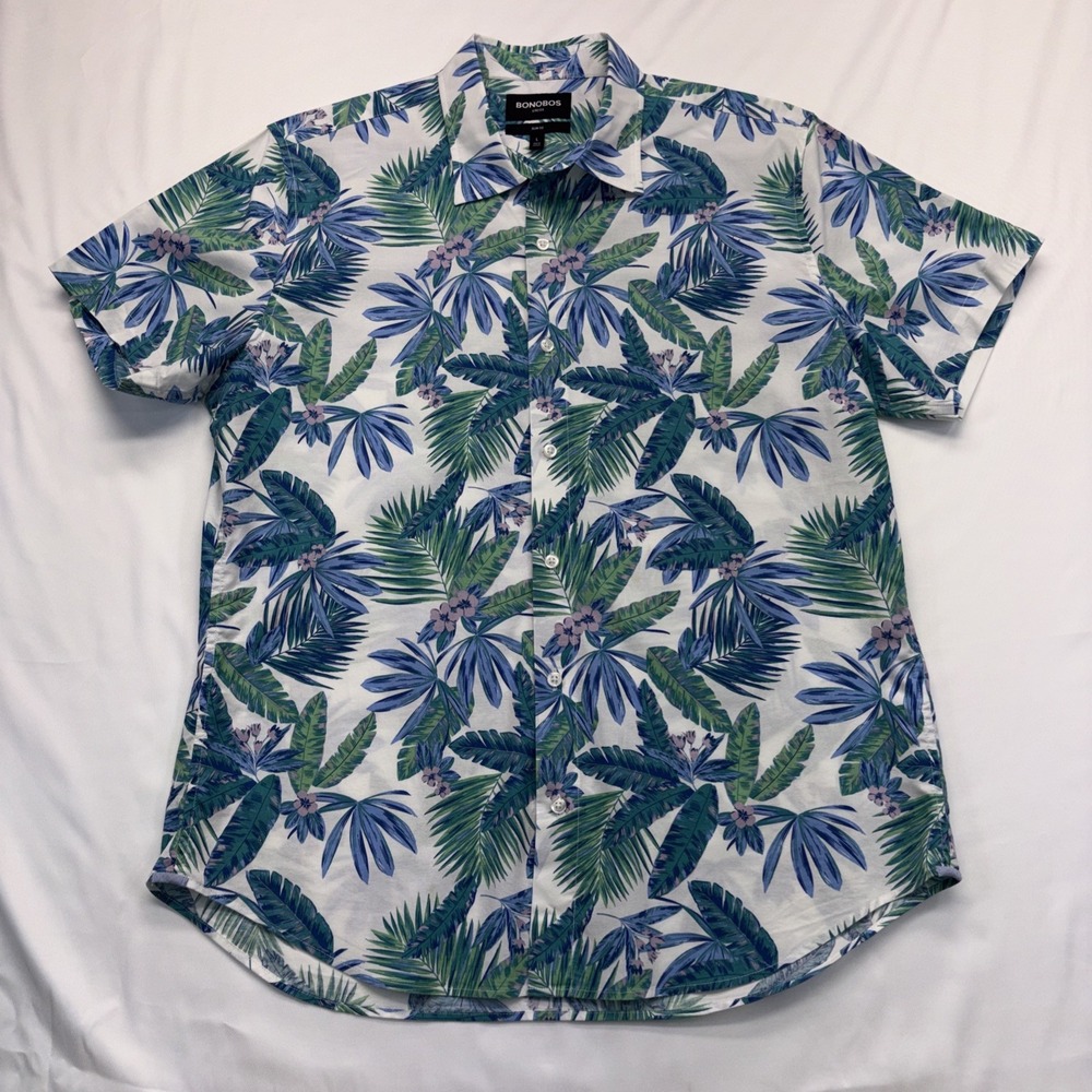 Bonobos Shirt Men's Size Large Floral Short Sleeve Strech Slim Fit